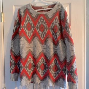 Aztec Print Tunic-length Sweater
